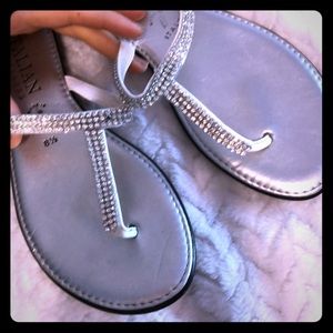 Crystal silver sandals